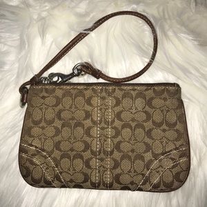 Brown & Tan Wristlet- COACH